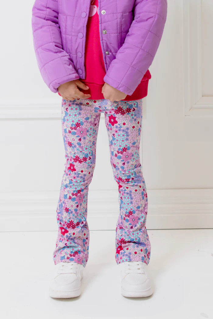 Milky Clothing - Lilac Bloom Flared Leggings