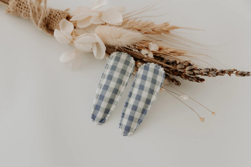 Light and Moon - Baby Blue Gingham Snap Clips