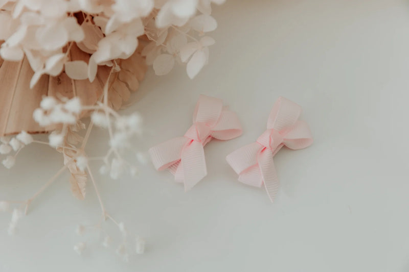 Light and Moon-Baby Pink Mini Grosgrain Bow Clip Set