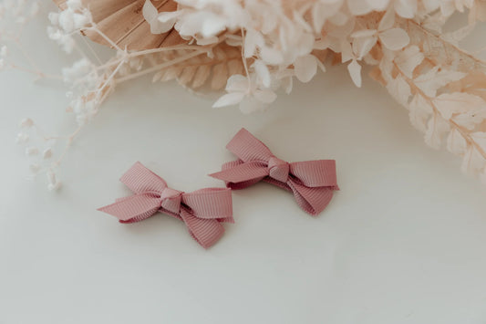 Light and Moon- Dusty Rose Mini Grosgrain Bow Clip Set