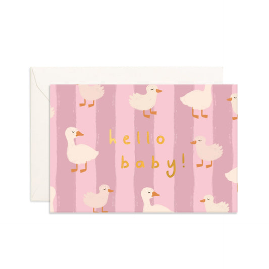 Fox & Fallow- Pink Ducks- New Baby Mini Greeting Card