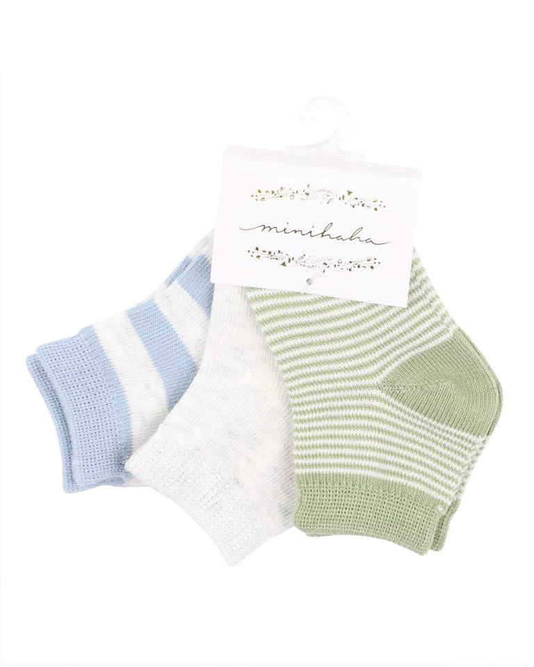 Minihaha- 3PK Socks Blues & Greens