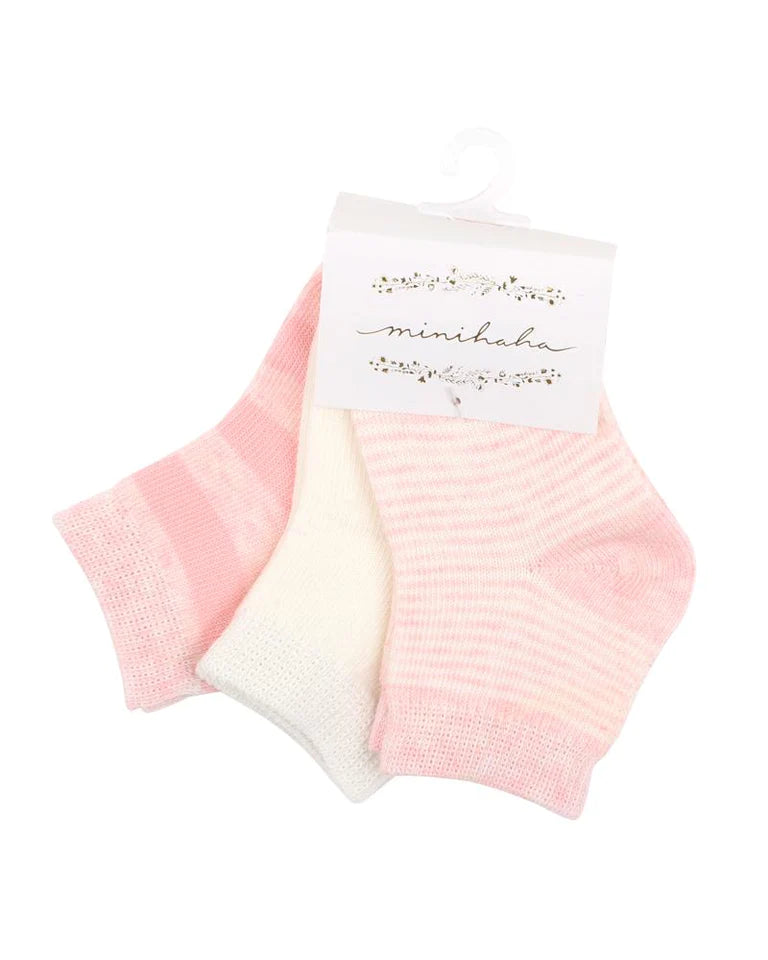 Minihaha- 3PK Socks Pinks