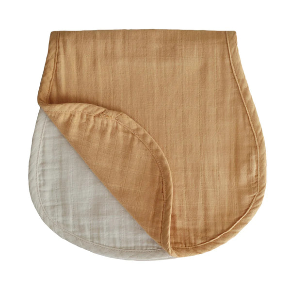 Mushie-Burp Cloths- Mustard /Fog