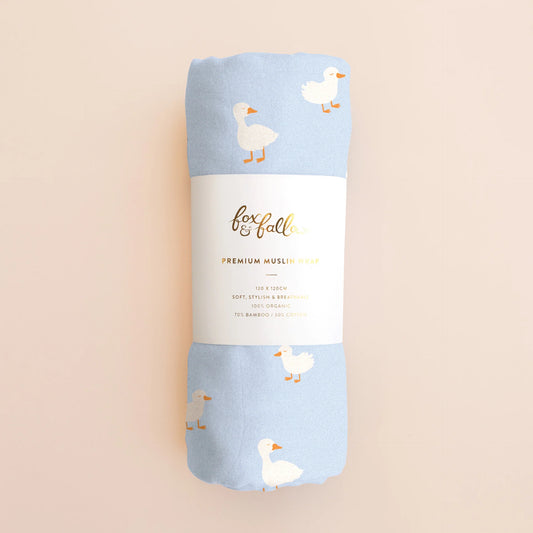 Fox & Fallow - Blue Duck Organic Muslin Wrap Swaddle