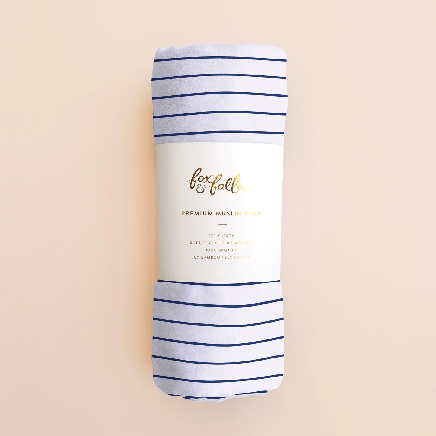 Fox & Fallow -Navy Stripe Organic Muslin Wrap Swaddle