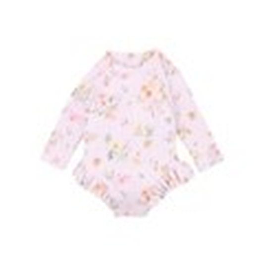 Minihaha Lilet LS Sunsuit in Lilet print cotton for baby