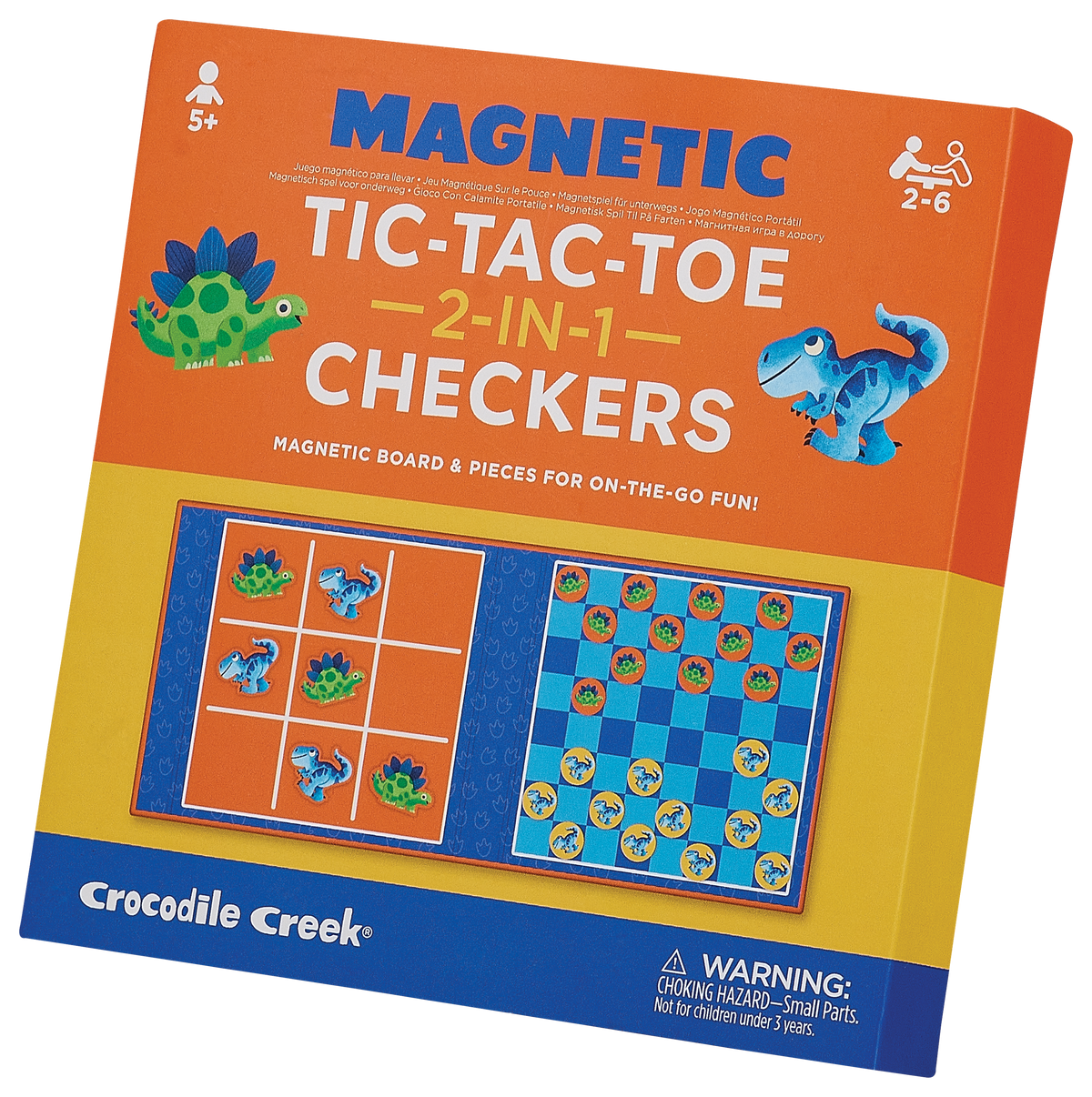 Crocodile Creek - Magnetic Game - Tic Tac Toe & Checkers - Dino