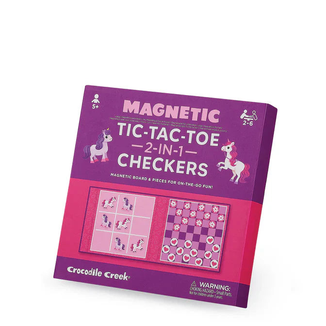 Crocodile Creek- Unicorn- Tic Tac Toe & Checkers Magnetic Game