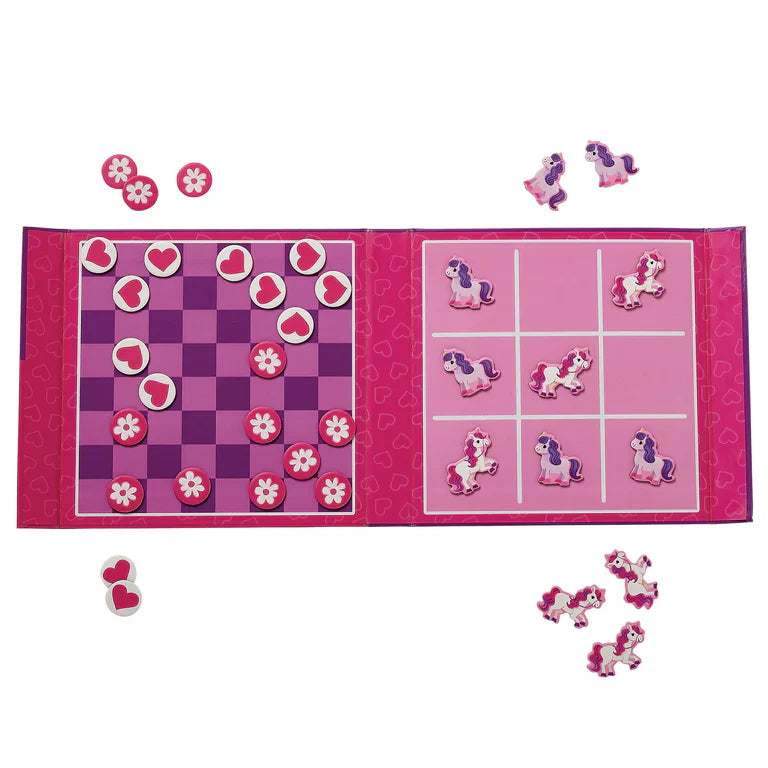 Crocodile Creek- Unicorn- Tic Tac Toe & Checkers Magnetic Game