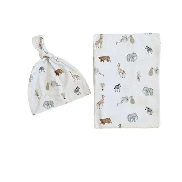 Cuddle Bug & Co - Organic Jersey Baby Wrap Set Savanna Bebe