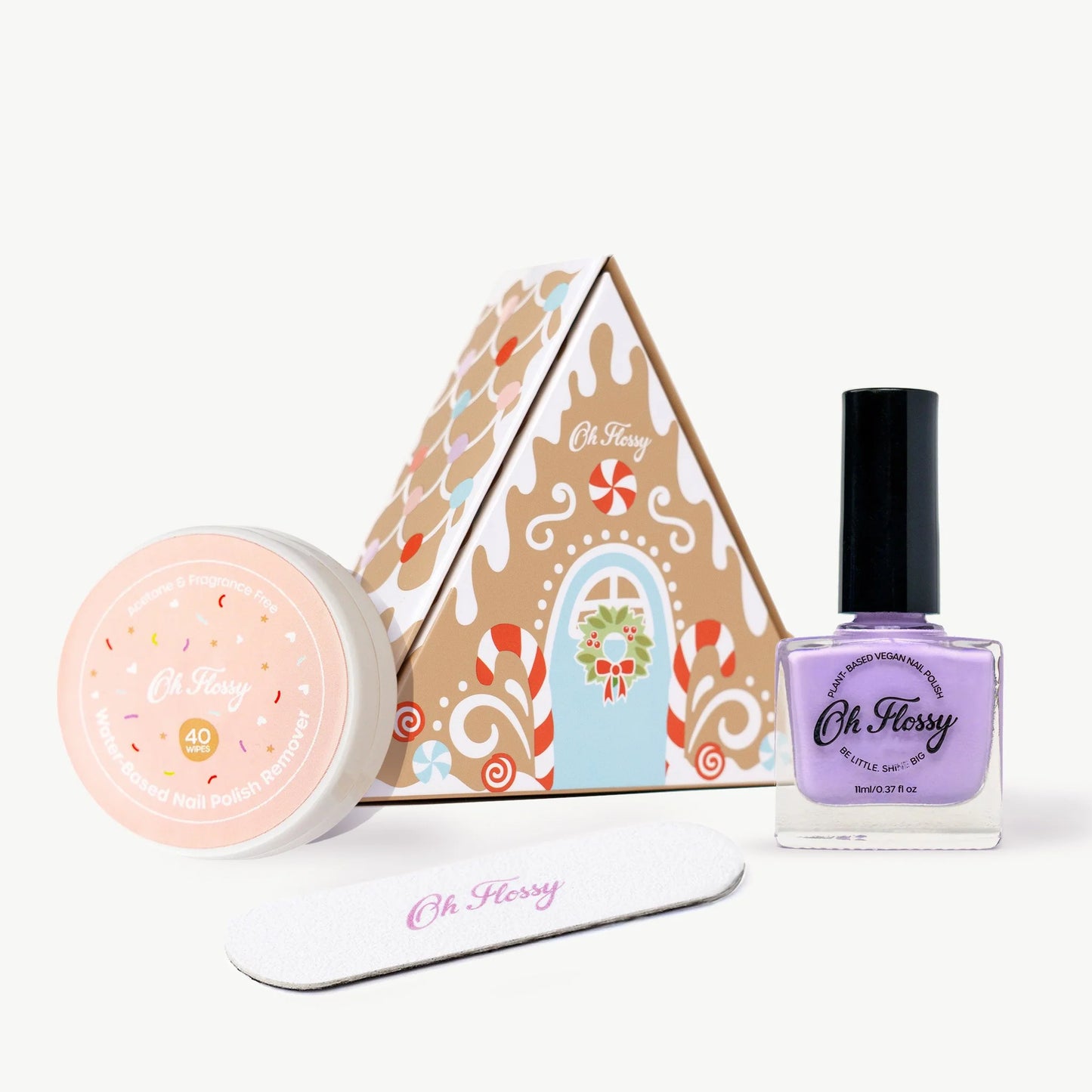 Oh Flossy- Mini Mani Set- Christmas Gingerbread House