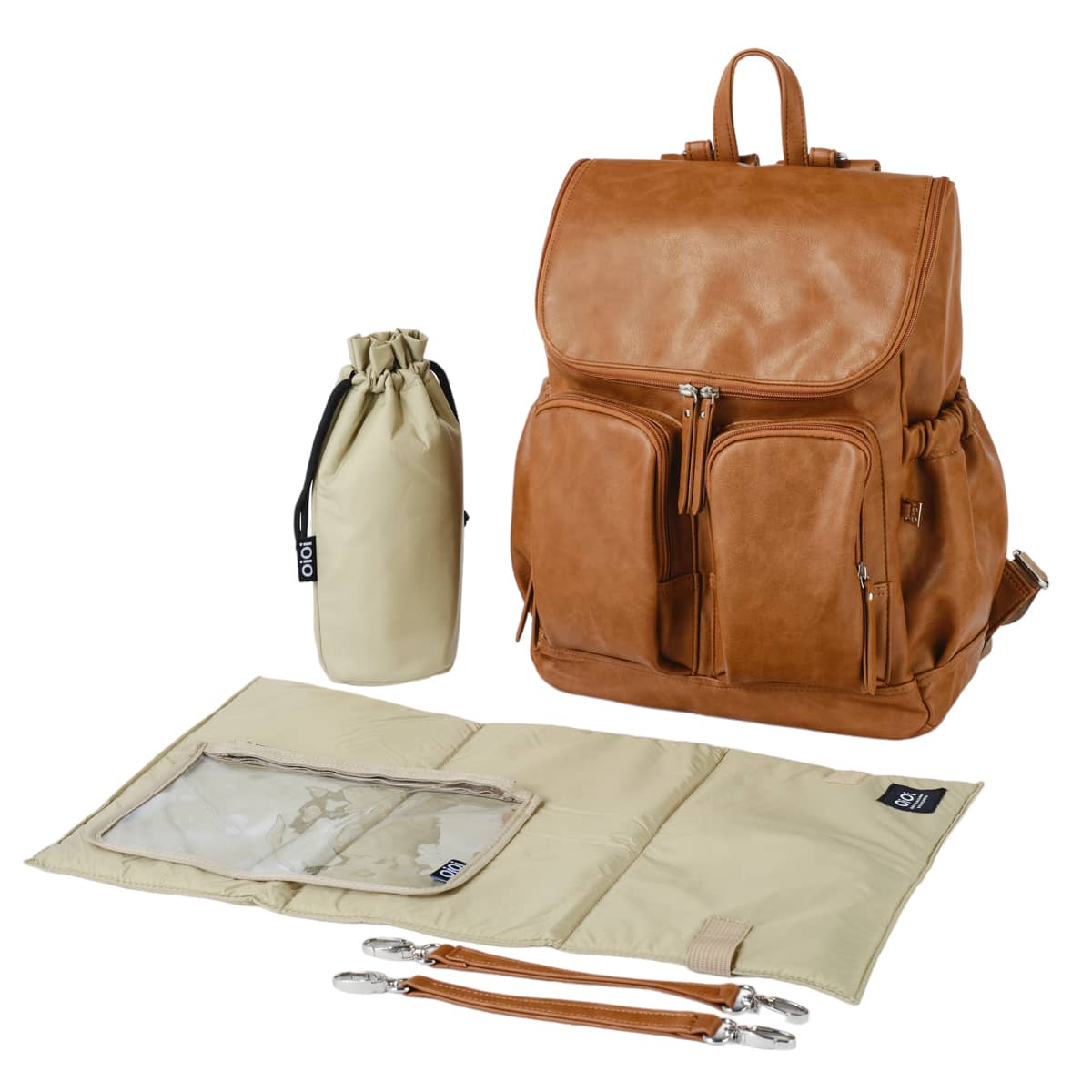 Oi Oi- Tan Vegan Leather Nappy Bag