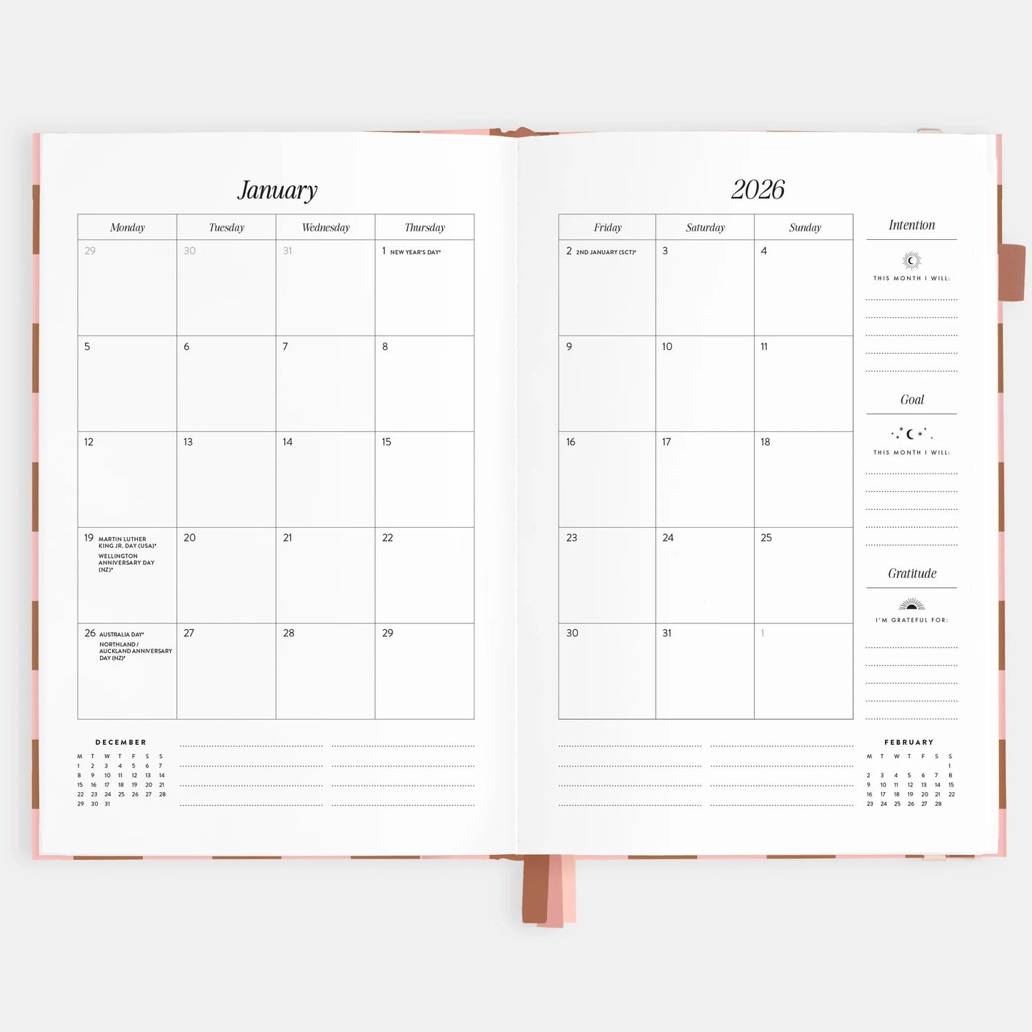 Fox & Fallow - 2026 A5 Vertical Planner - Rose Check