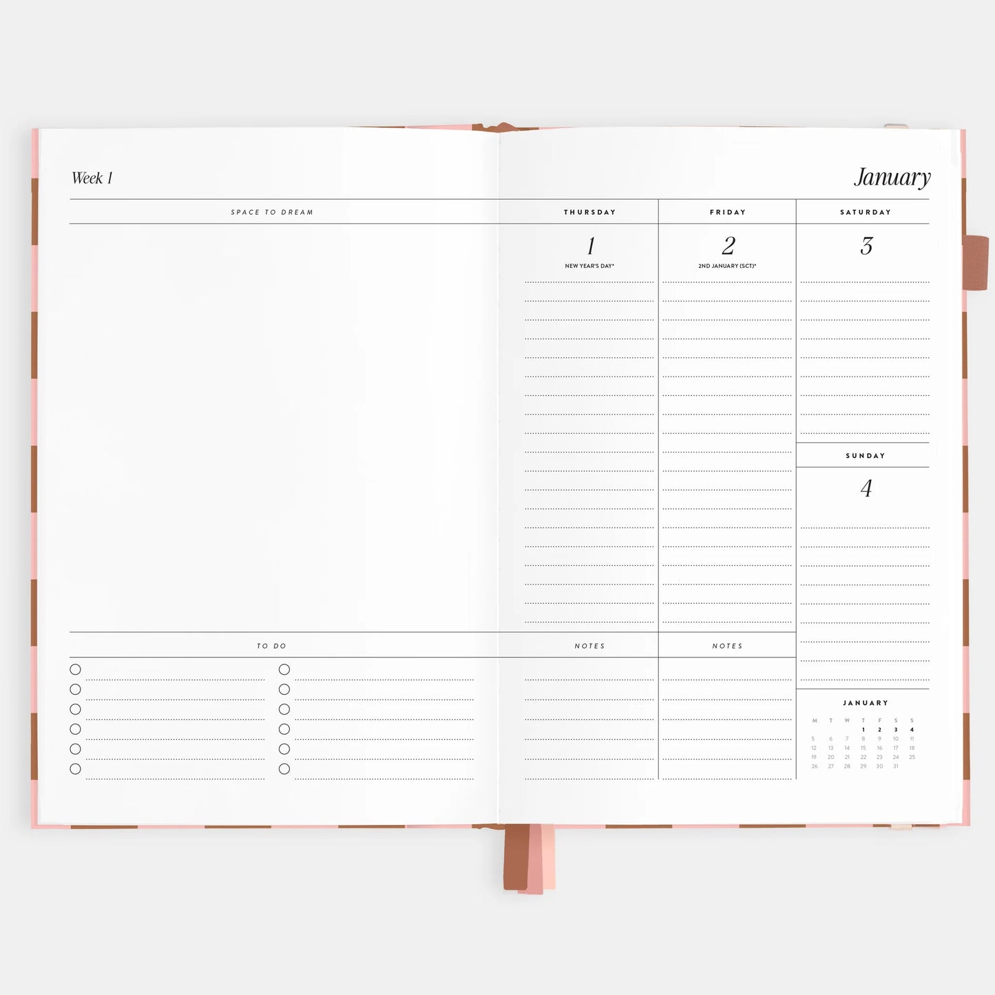 Fox & Fallow - 2026 A5 Vertical Planner - Rose Check