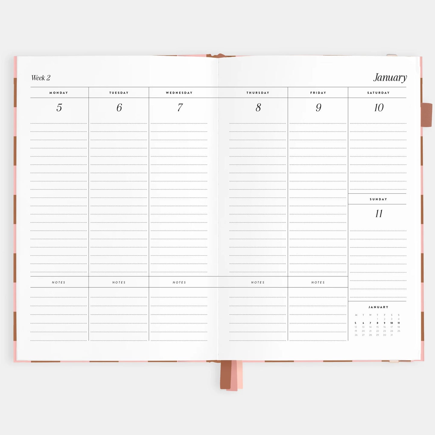 Fox & Fallow - 2026 A5 Vertical Planner - Rose Check