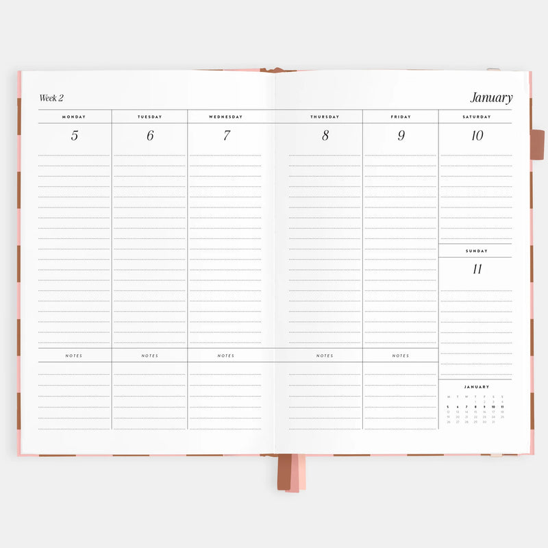 Fox & Fallow - 2026 A5 Vertical Planner - Rose Check