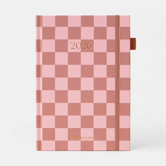Fox & Fallow - 2026 A5 Vertical Planner - Rose Check