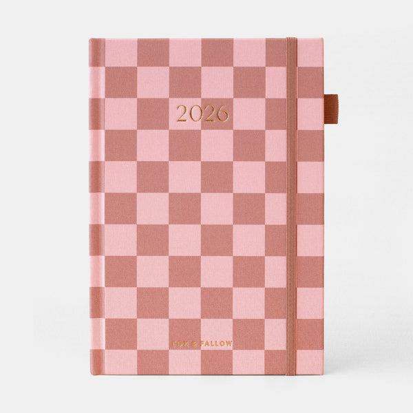 Fox & Fallow - 2026 A5 Vertical Planner - Rose Check