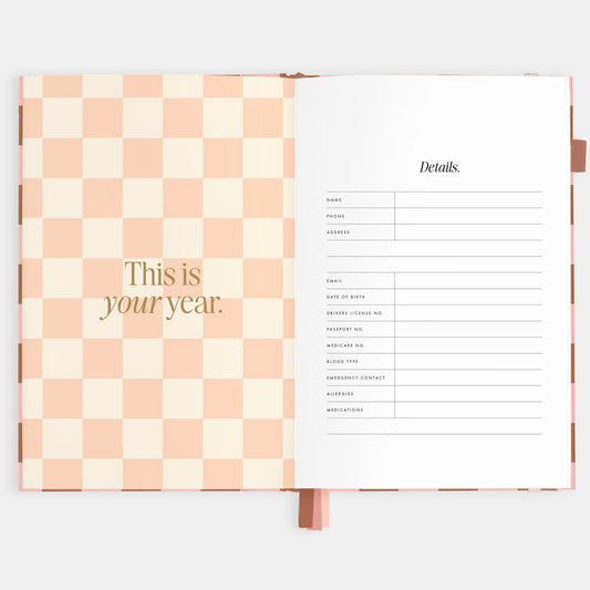 Fox & Fallow - 2026 A5 Vertical Planner - Rose Check