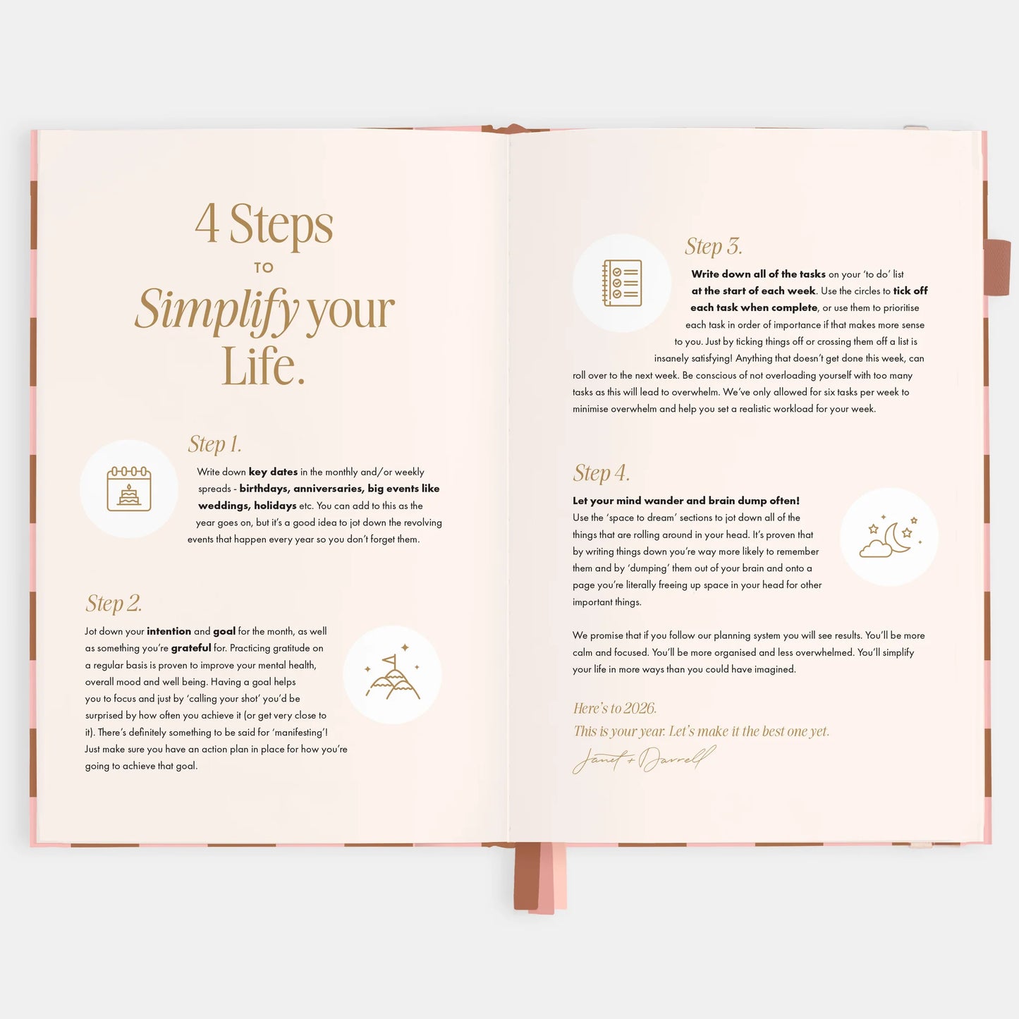 Fox & Fallow - 2026 A5 Vertical Planner - Rose Check