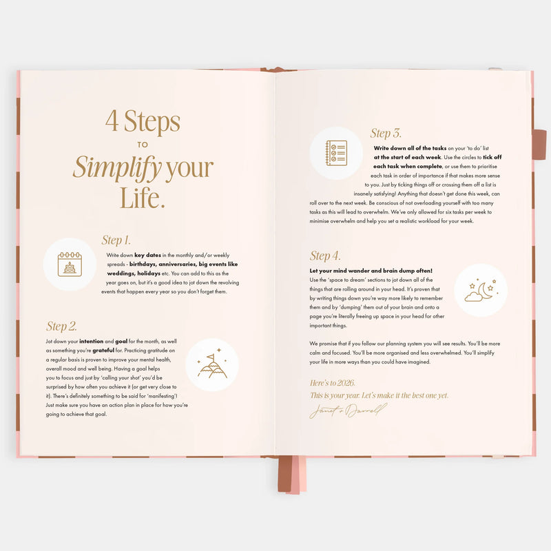 Fox & Fallow - 2026 A5 Vertical Planner - Rose Check