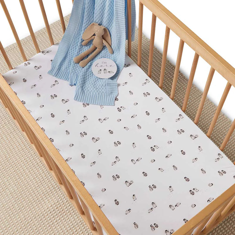 Snuggle Hunny - Penguin Fitted Cot Sheet