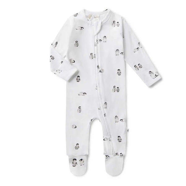 Snuggle Hunny - Penguin Organic Snuggle Sleepsuit Zip Footie