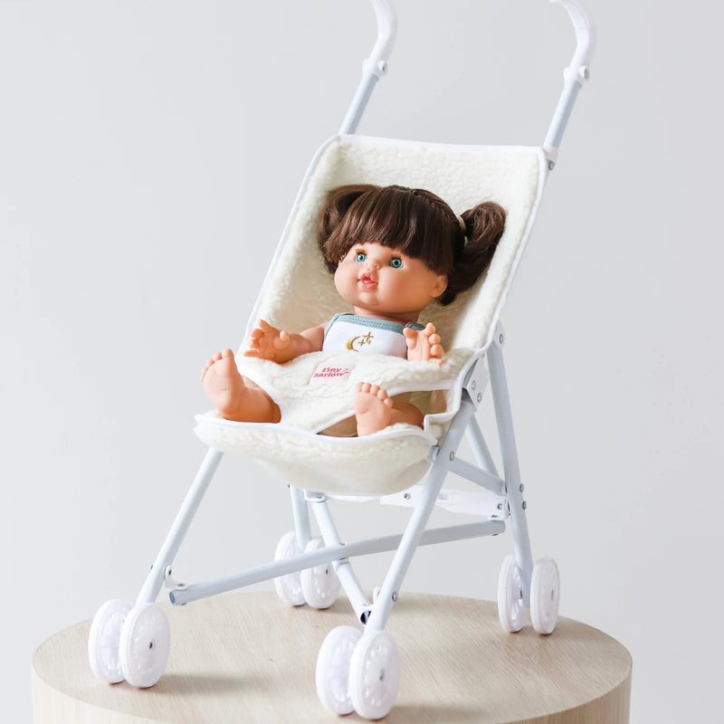 Tiny Harlow - Folding Dolls Stroller- Cream Sherpa
