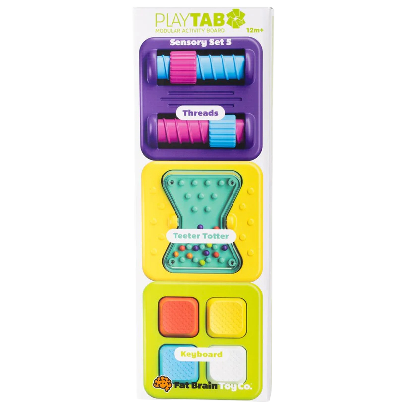 Fat Brain Toys PlayTab Tile Set 5 | Threads, Teeter Totter & Keyboard