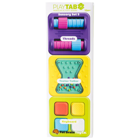 Fat Brain Toys PlayTab Tile Set 5 | Threads, Teeter Totter & Keyboard