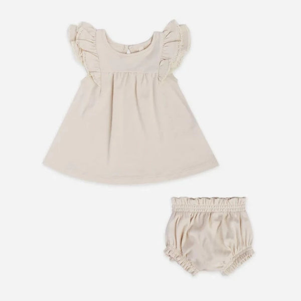 Quincy Mae- Natural Flutter Dress & Bloomers