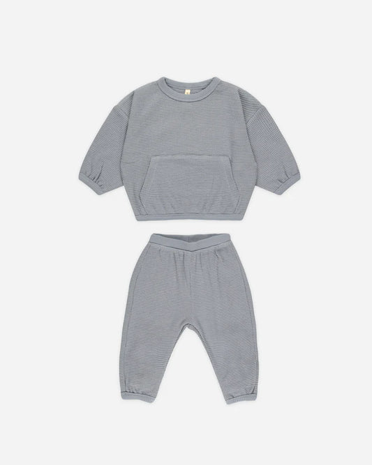 Quincy Mae - Blue Waffle Slouch Set