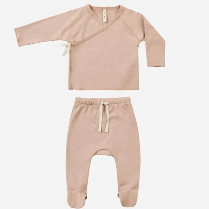 Quincy Mae- Blush Wrap Top & Footed Pants Set