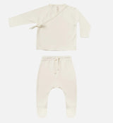 Quincy Mae- Ivory Wrap Top & Footed Pants Set