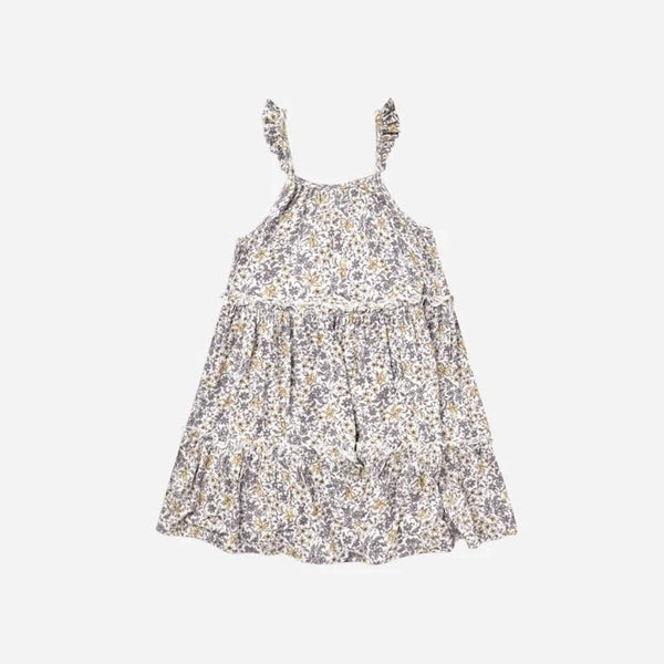 Rylee & Cru-Blue Floral Tiered Mini Dress