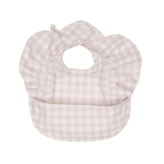 All4Ella- Gingham Lilac Recycled Frills Bib