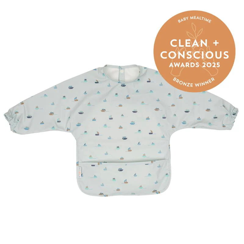 All4Ella- Sail Boats Recycled Long Sleeve Bib