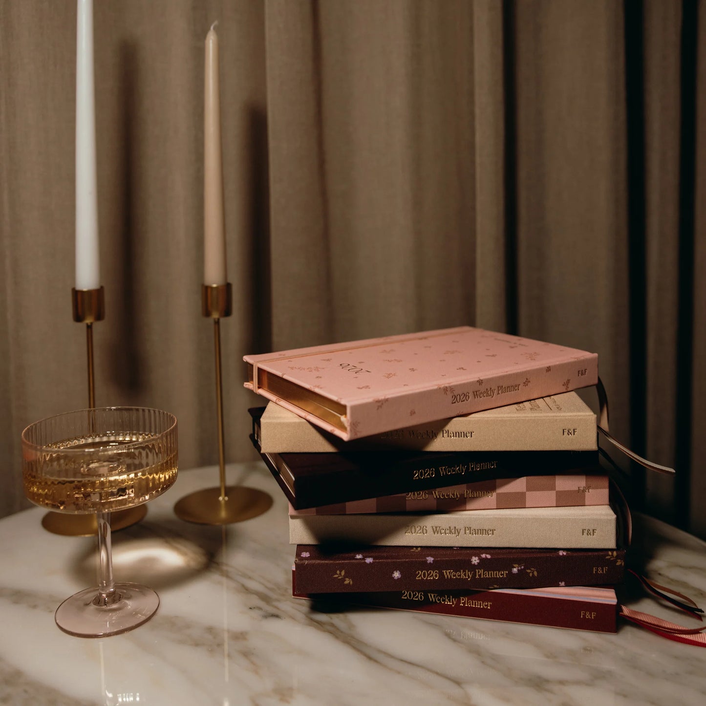 Fox & Fallow - 2026 A5 Vertical Planner - Rose Check