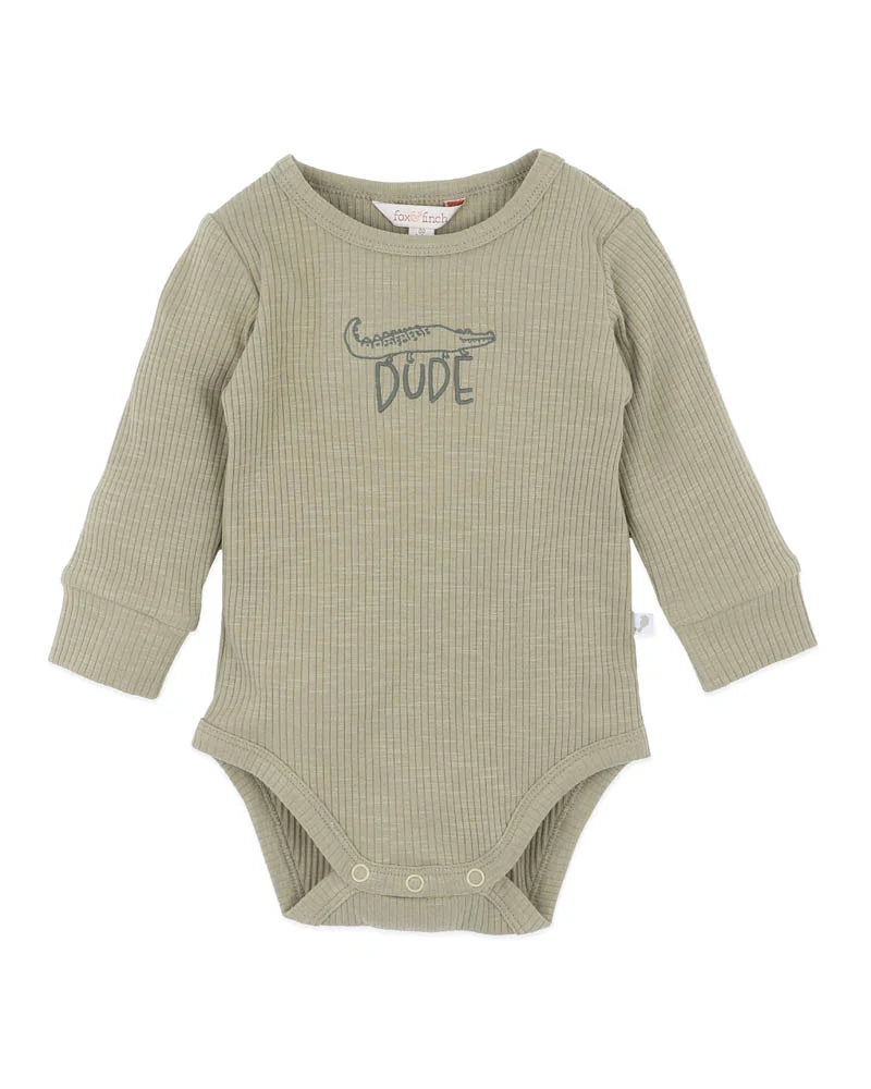 Fox & Finch- Khaki Organic Ribbed Bodysuit
