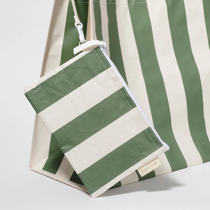 SunnyLife - Carryall Beach Bag - The Vacay Olive Stripe