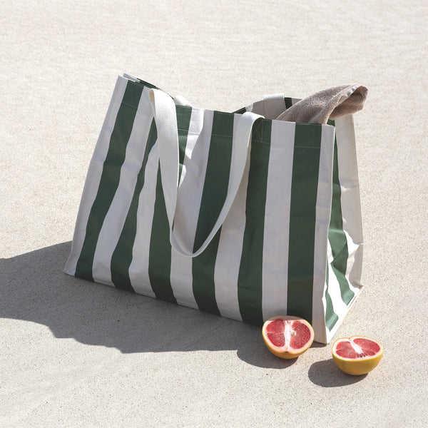 SunnyLife - Carryall Beach Bag - The Vacay Olive Stripe