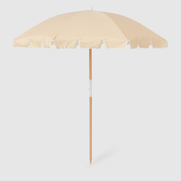 SunnyLife - Beach Umbrella - Mango Bay Golden Mustard Stripe