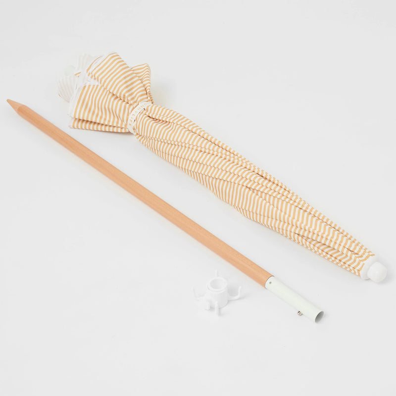 SunnyLife - Beach Umbrella - Mango Bay Golden Mustard Stripe