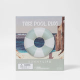 SunnyLife - Tube Pool Ring - The Vacay Soft Olive Stripe