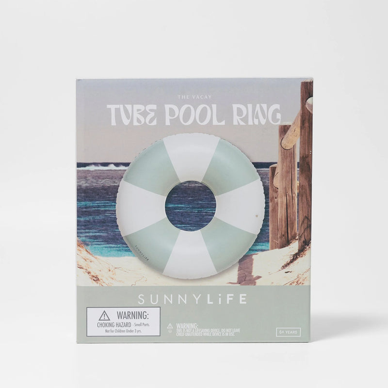 SunnyLife - Tube Pool Ring - The Vacay Soft Olive Stripe