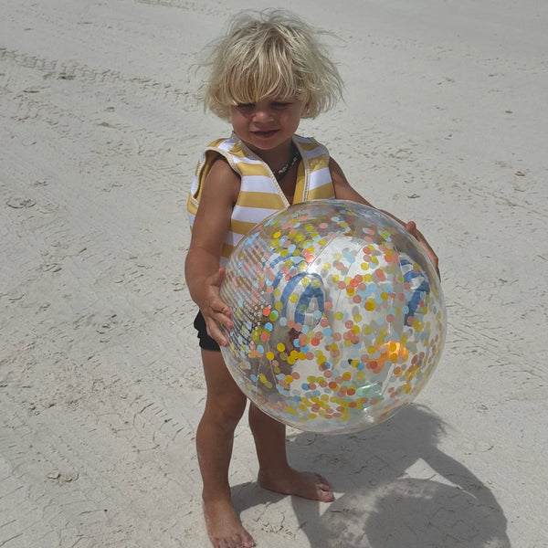 SunnyLife - 3D Inflatable Beach Ball Sammy the Seagull Blue Stripe