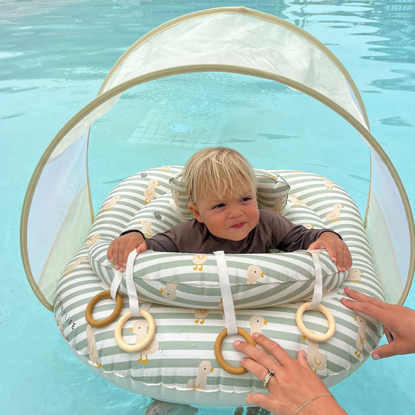 SunnyLife - Interactive Baby Float Duck Sage Stripe