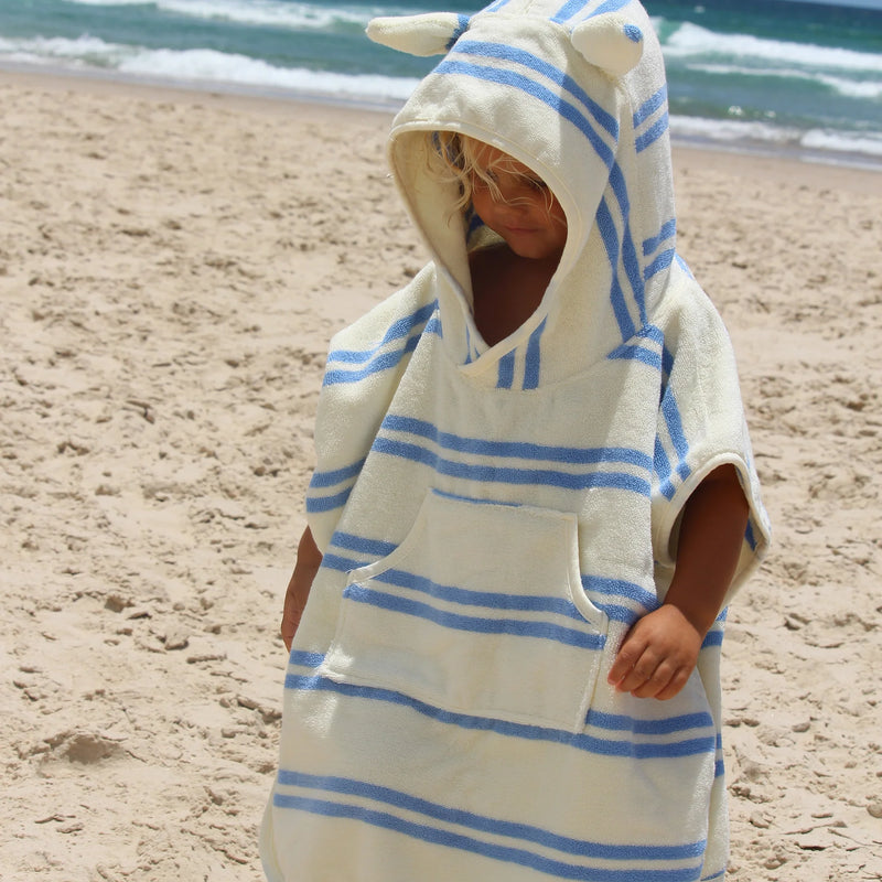 SunnyLife - Kids Character Hooded Towel Sammy the Seagull Blue Stripe