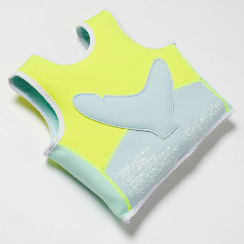 SunnyLife - Kids Swim Vest - Salty the Shark Aqua Neon Yellow